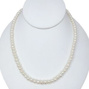 White Wedding Pearls Necklace 18” 925 Sterling Silver GrannyCore  Classy